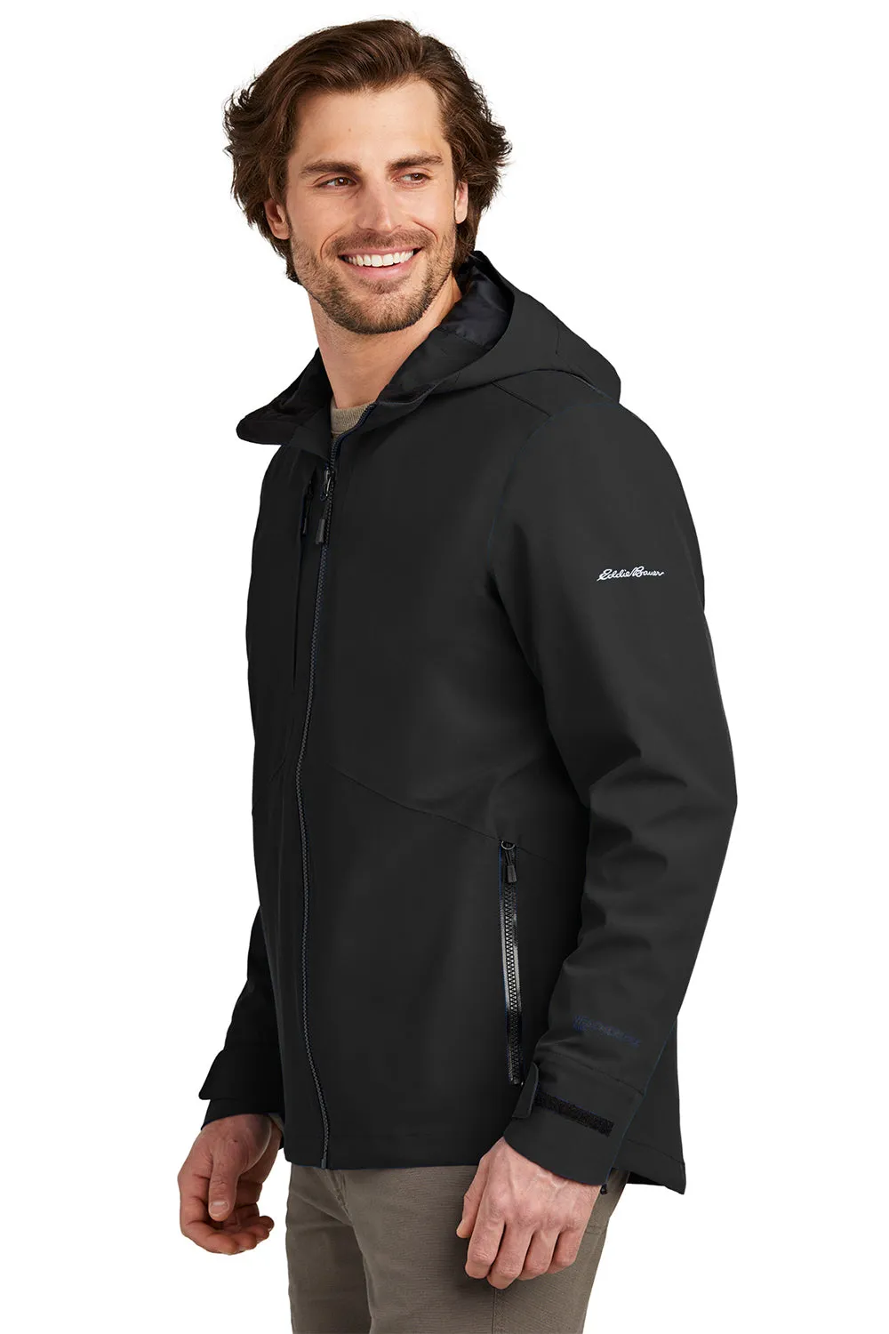 Eddie Bauer Mens WeatherEdge Plus Waterproof Full Zip Hooded Jacket - Deep Black