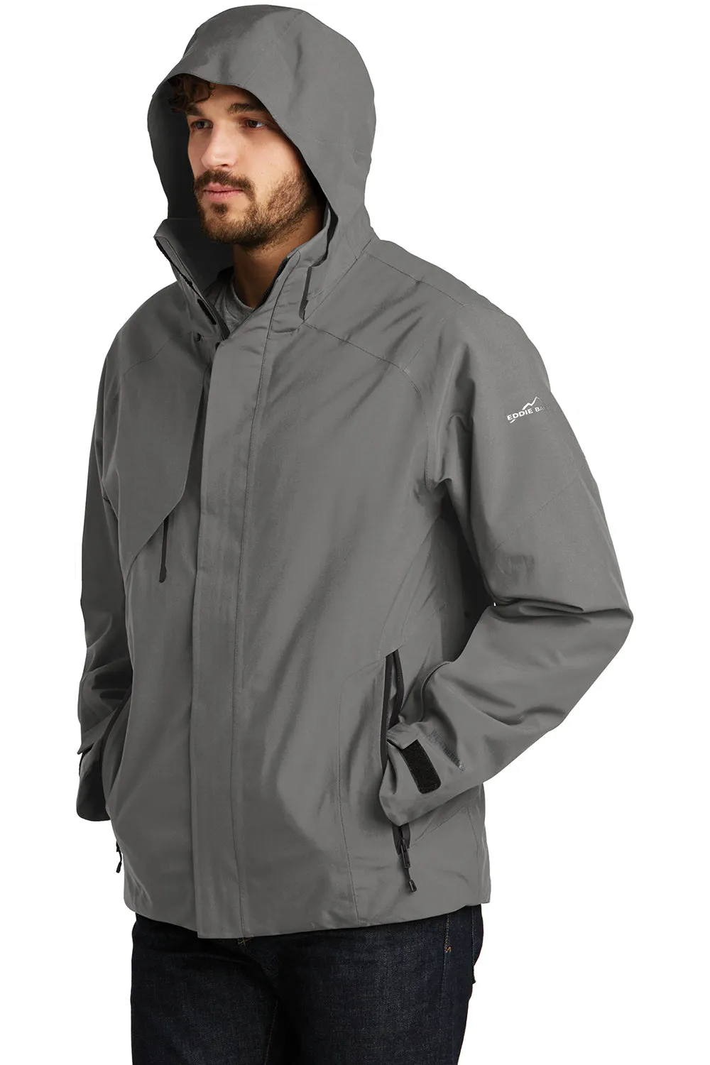 Eddie Bauer Mens WeatherEdge Plus Waterproof Full Zip Hooded Jacket - Metal Grey