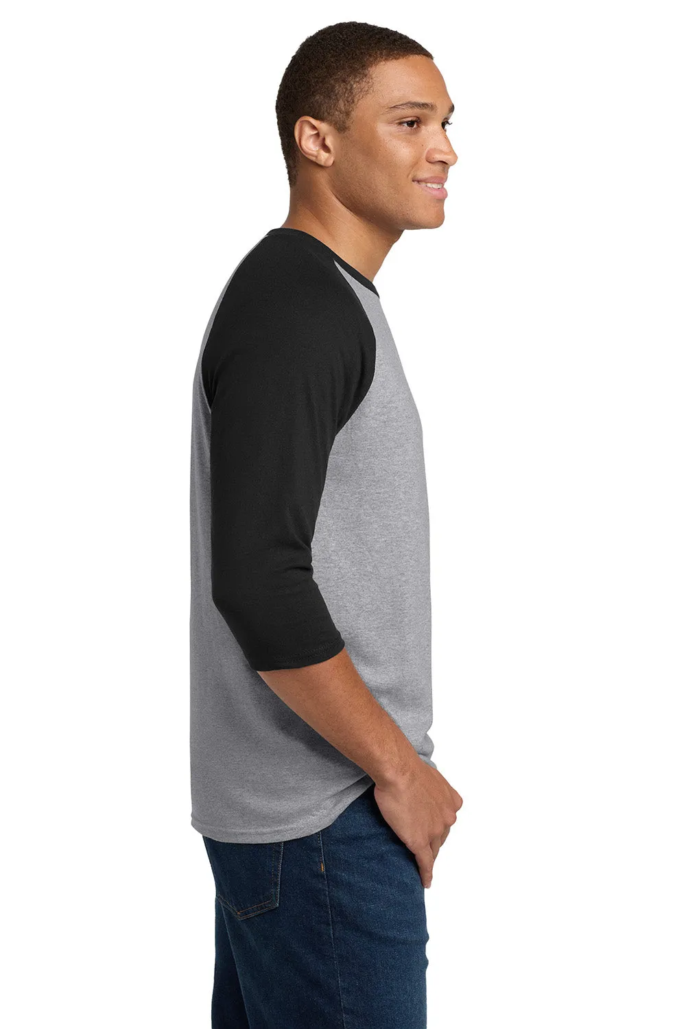 Gildan Mens 3/4 Sleeve Crewneck T-Shirt - Sport Grey/Black
