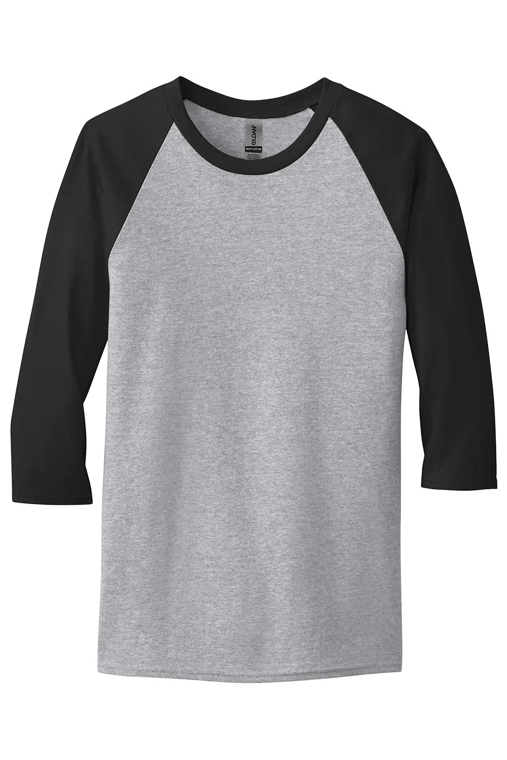 Gildan Mens 3/4 Sleeve Crewneck T-Shirt - Sport Grey/Black