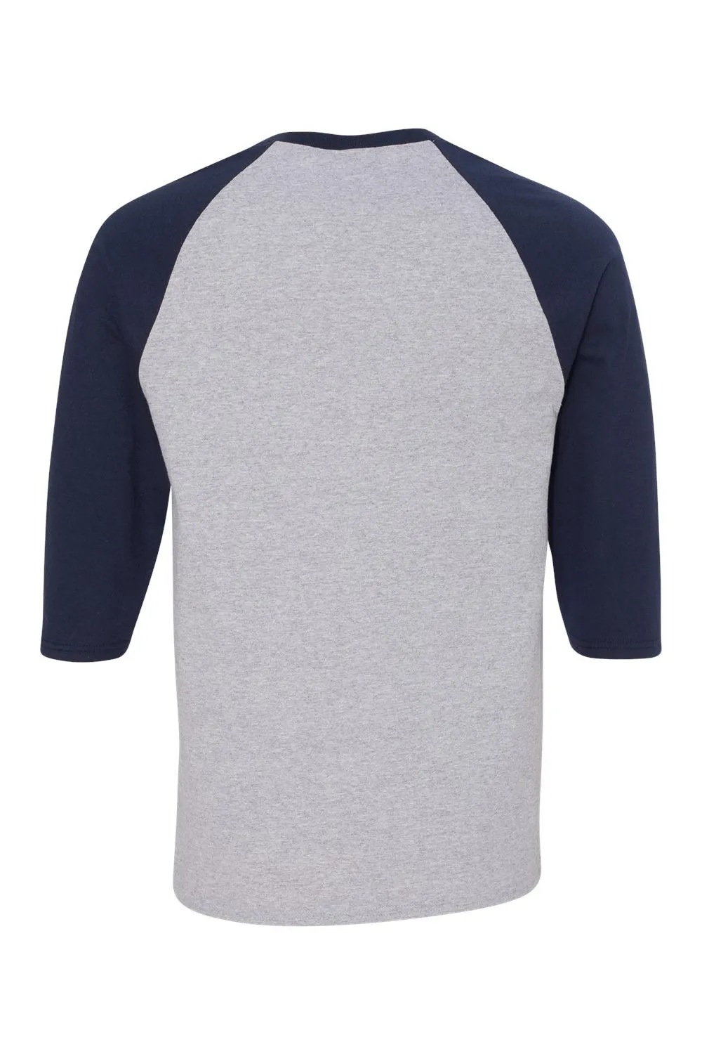 Gildan Mens 3/4 Sleeve Crewneck T-Shirt - Sport Grey/Navy Blue