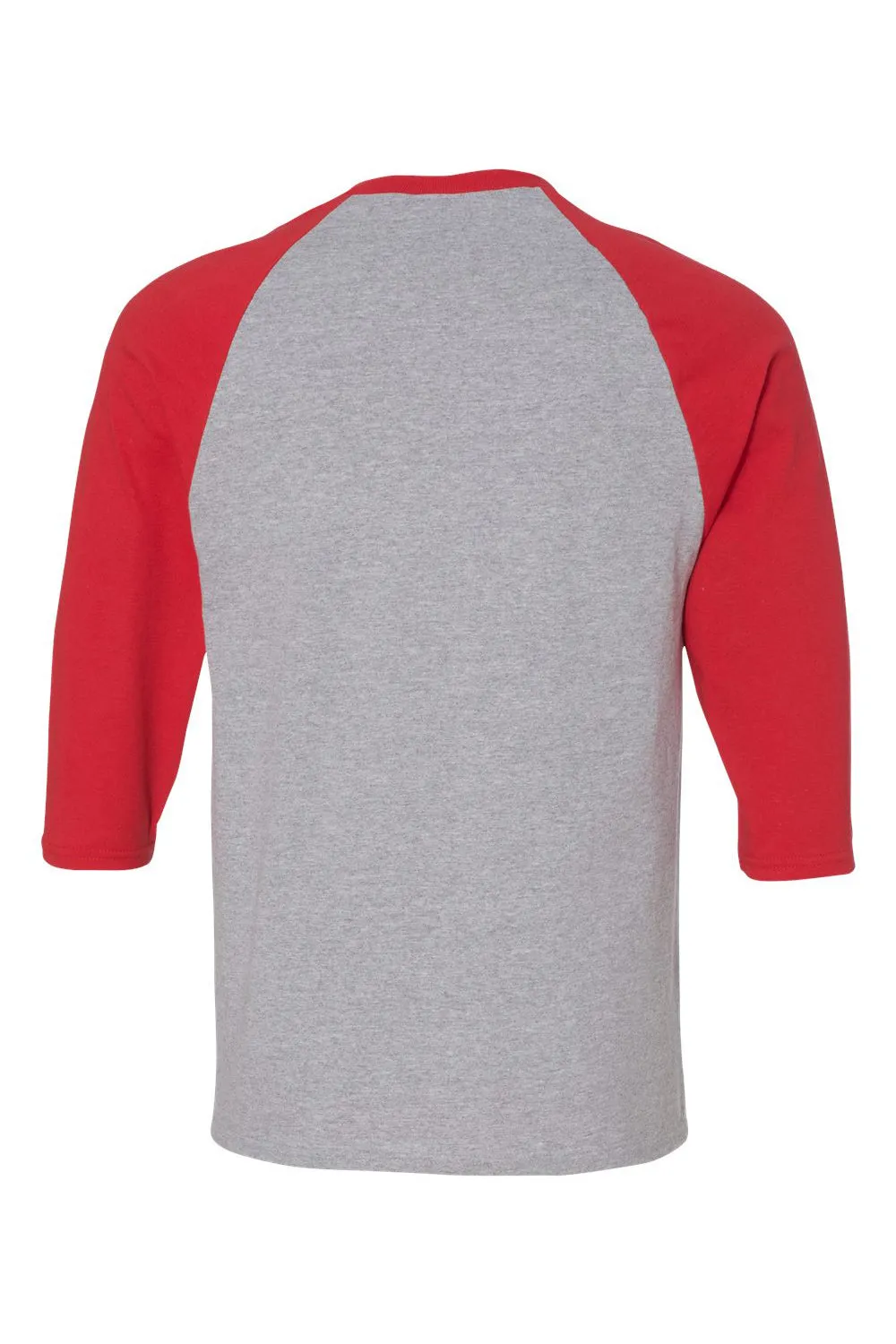 Gildan Mens 3/4 Sleeve Crewneck T-Shirt - Sport Grey/Red