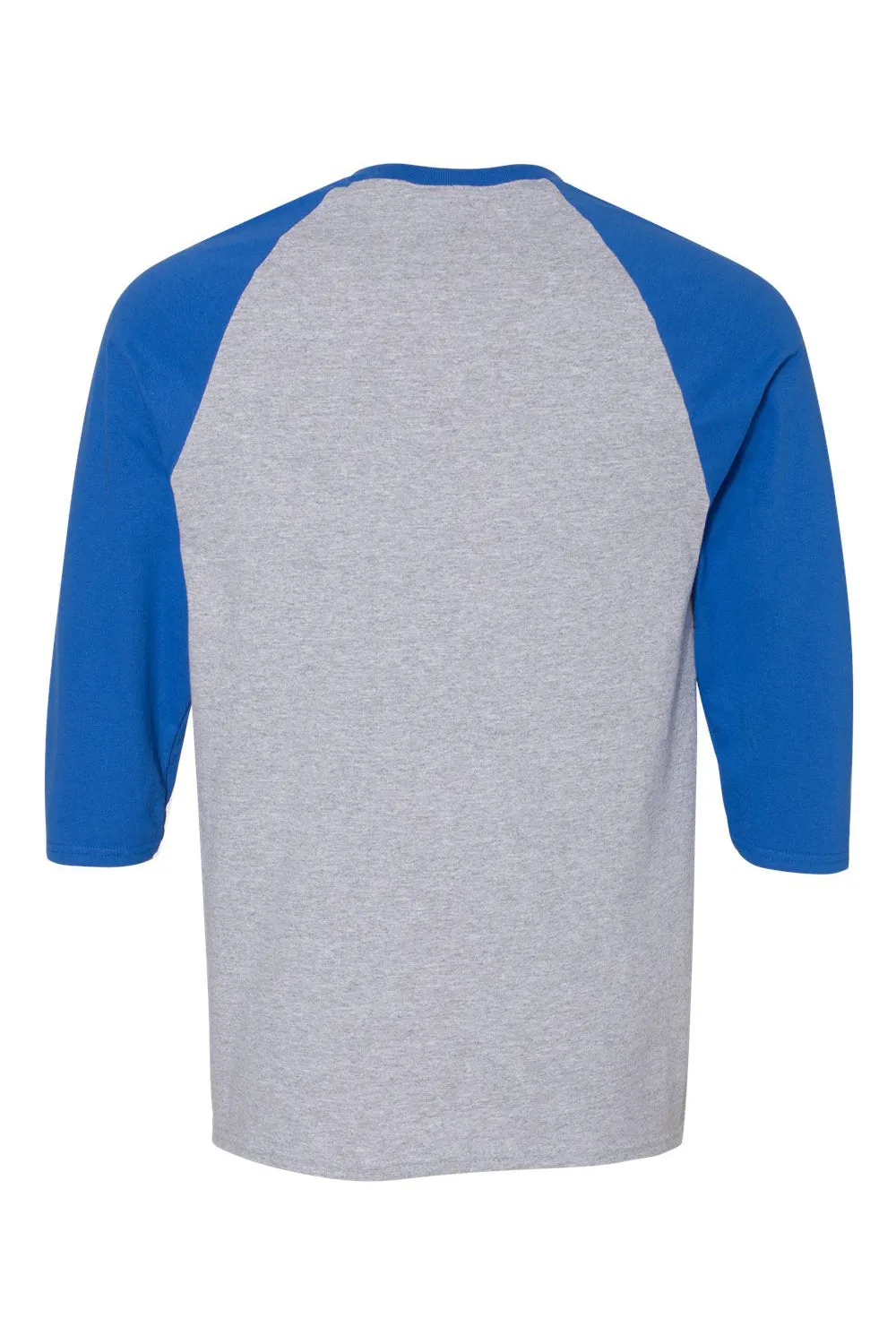 Gildan Mens 3/4 Sleeve Crewneck T-Shirt - Sport Grey/Royal Blue