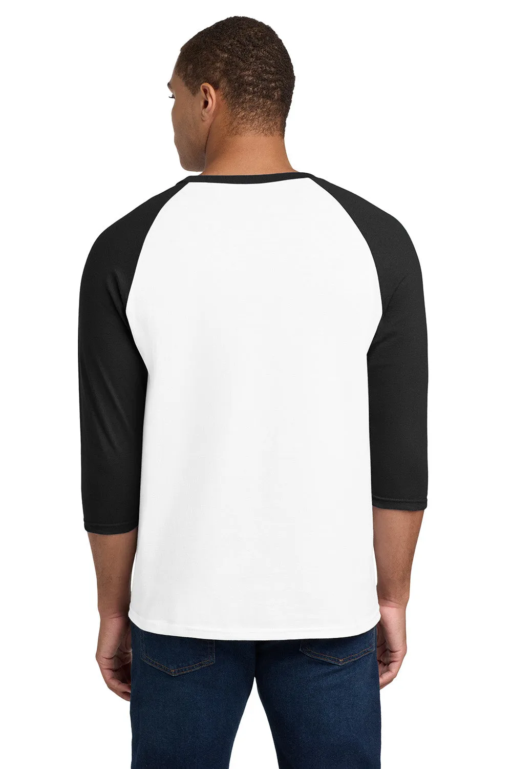 Gildan Mens 3/4 Sleeve Crewneck T-Shirt - White/Black