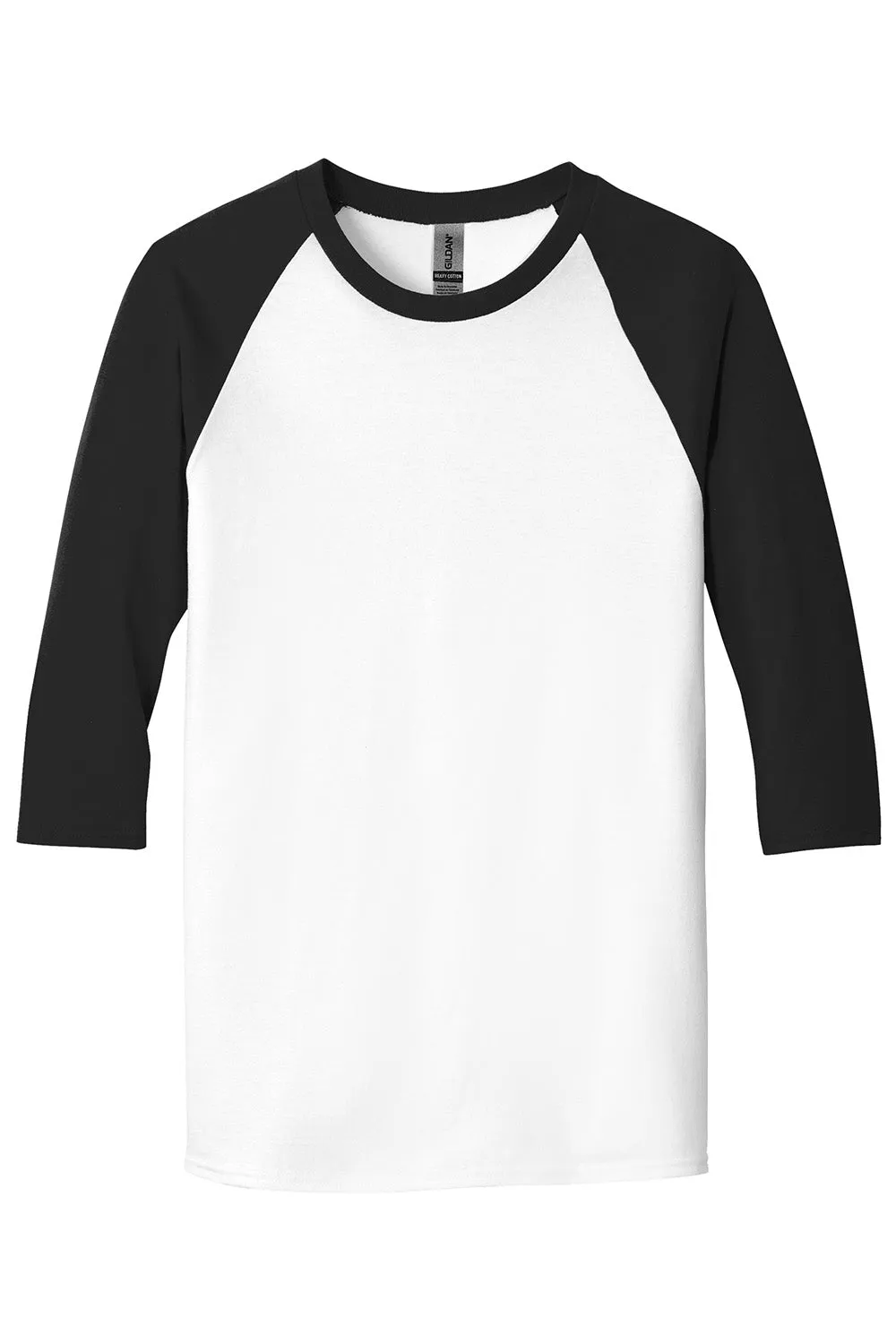 Gildan Mens 3/4 Sleeve Crewneck T-Shirt - White/Black