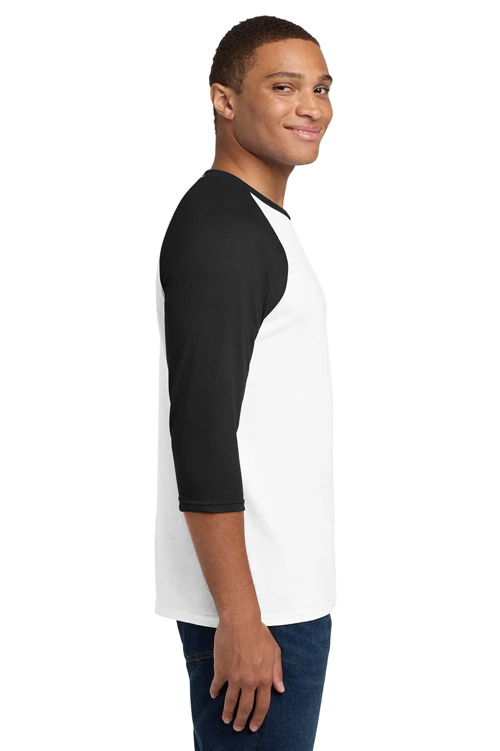 Gildan Mens 3/4 Sleeve Crewneck T-Shirt - White/Black
