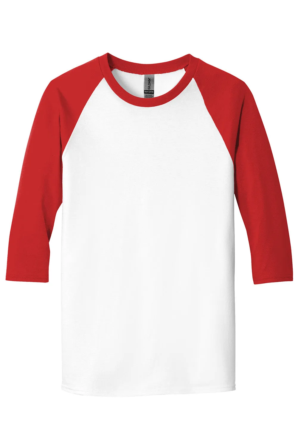 Gildan Mens 3/4 Sleeve Crewneck T-Shirt - White/Red