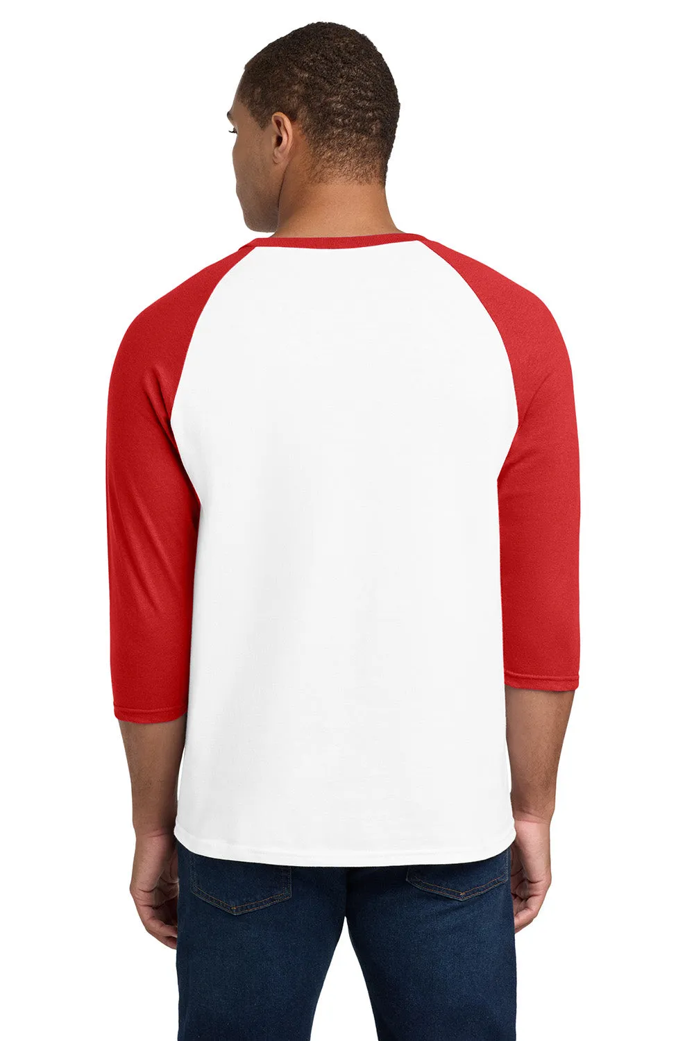 Gildan Mens 3/4 Sleeve Crewneck T-Shirt - White/Red