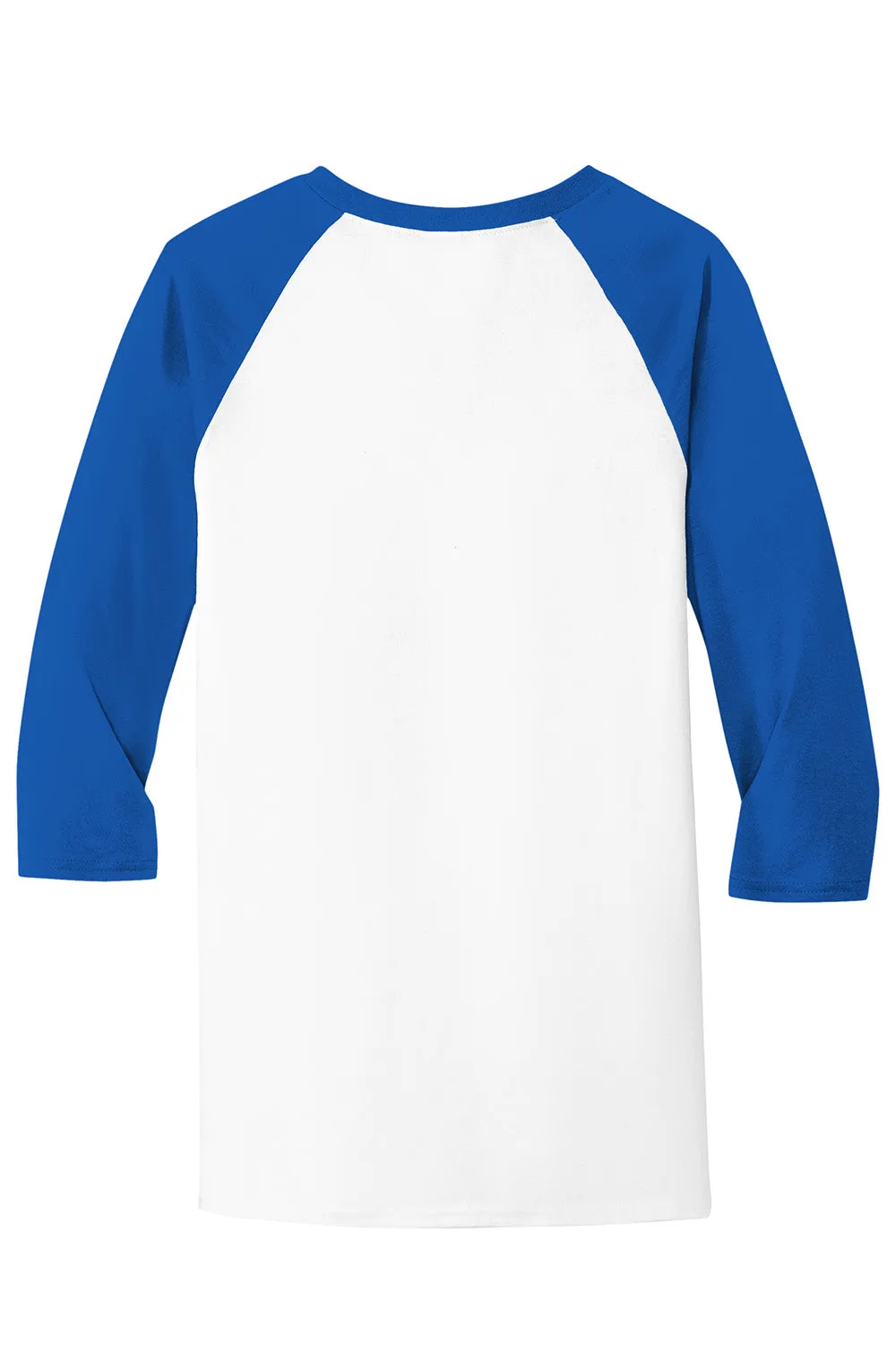 Gildan Mens 3/4 Sleeve Crewneck T-Shirt - White/Royal Blue