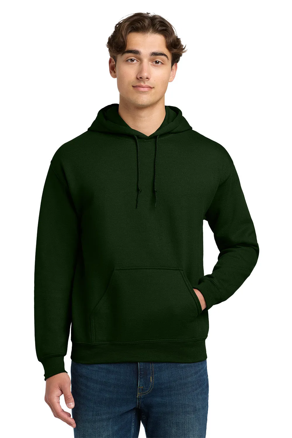 Gildan Mens DryBlend Moisture Wicking Hooded Sweatshirt Hoodie w/ Pouch Pocket - Forest Green