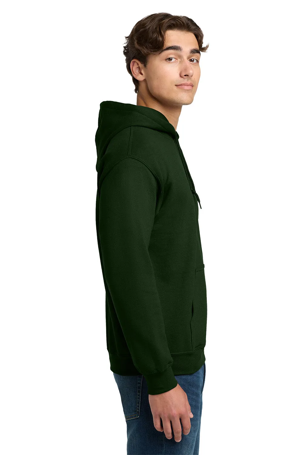 Gildan Mens DryBlend Moisture Wicking Hooded Sweatshirt Hoodie w/ Pouch Pocket - Forest Green