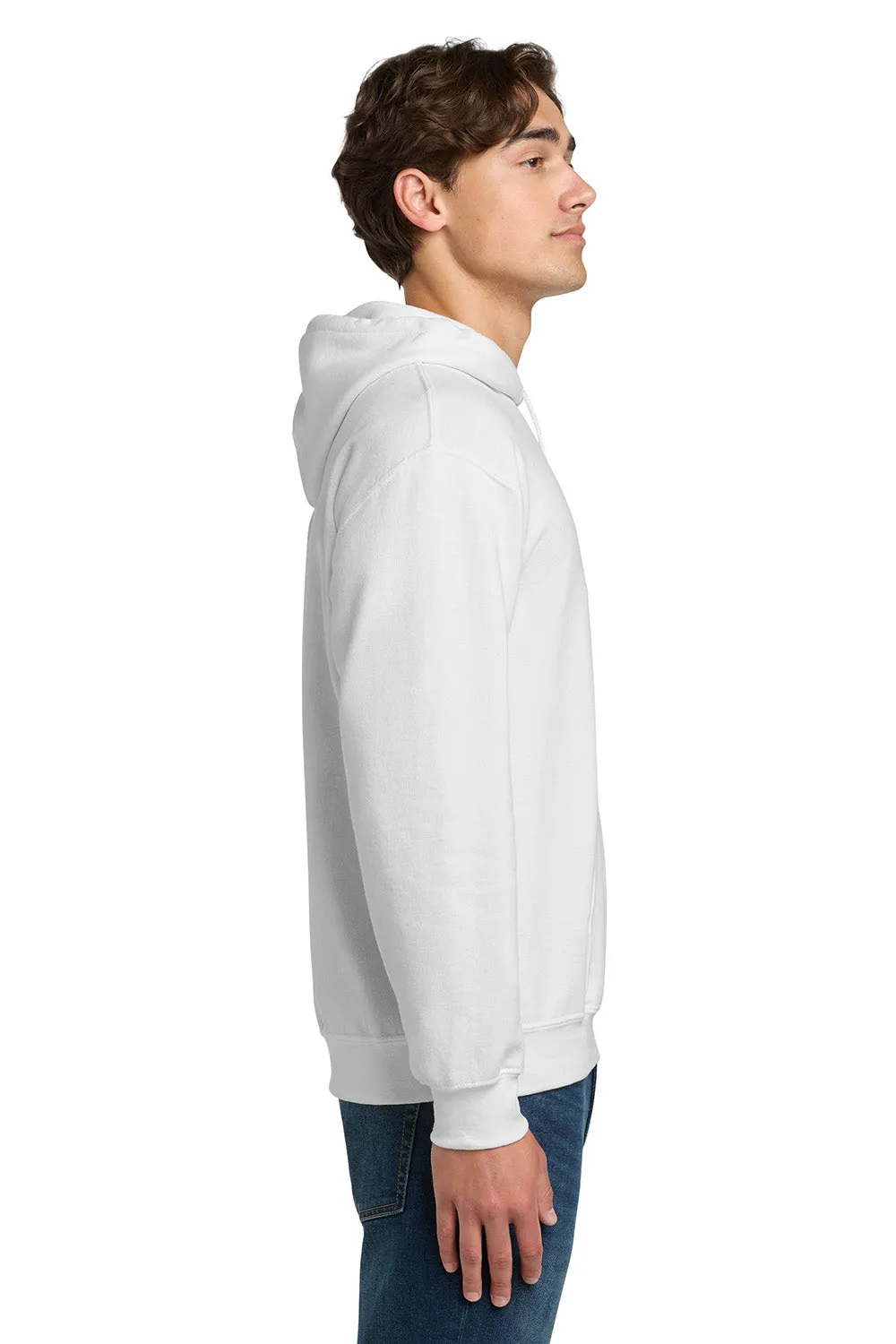Gildan Mens DryBlend Moisture Wicking Hooded Sweatshirt Hoodie w/ Pouch Pocket - White