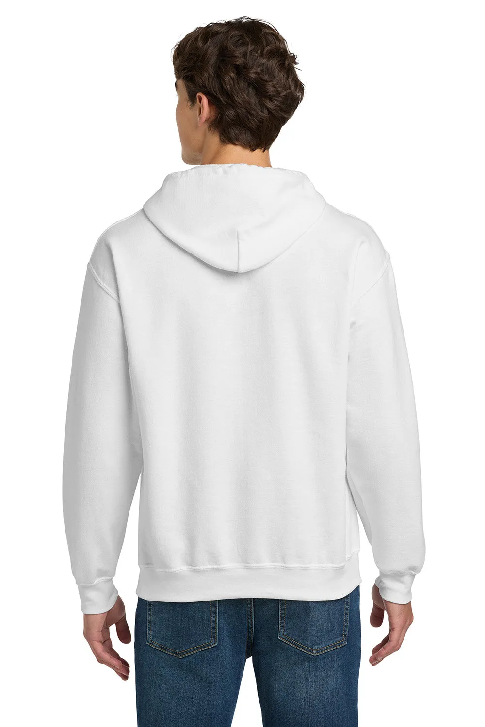 Gildan Mens DryBlend Moisture Wicking Hooded Sweatshirt Hoodie w/ Pouch Pocket - White