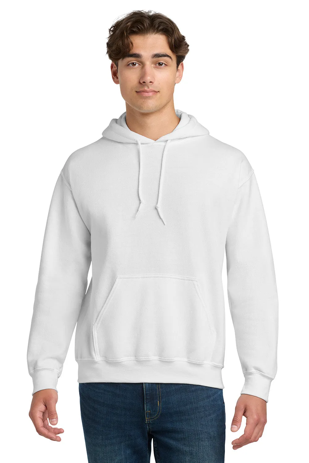 Gildan Mens DryBlend Moisture Wicking Hooded Sweatshirt Hoodie w/ Pouch Pocket - White