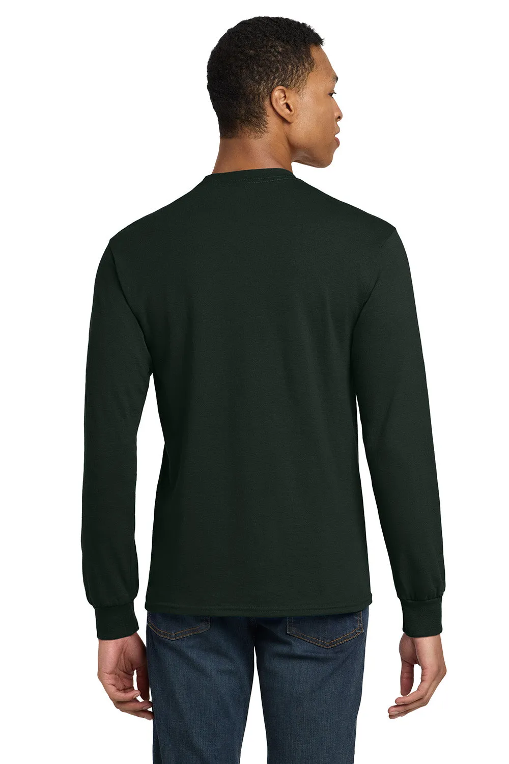 Gildan Mens DryBlend Moisture Wicking Long Sleeve Crewneck T-Shirt - Forest Green