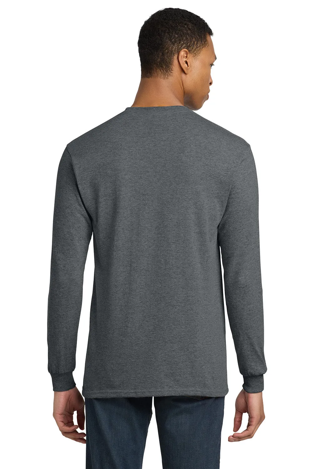 Gildan Mens DryBlend Moisture Wicking Long Sleeve Crewneck T-Shirt - Heather Dark Grey