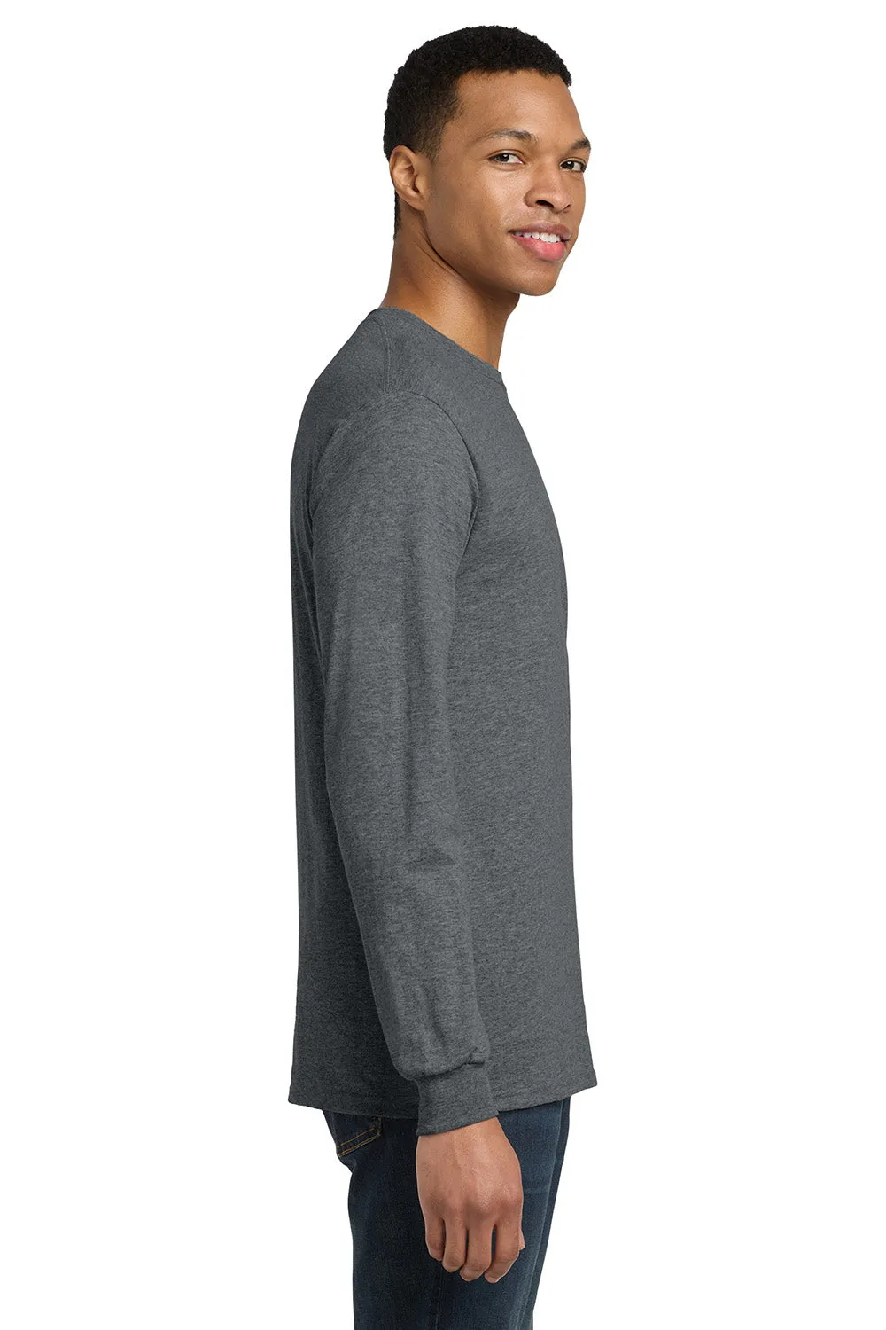 Gildan Mens DryBlend Moisture Wicking Long Sleeve Crewneck T-Shirt - Heather Dark Grey