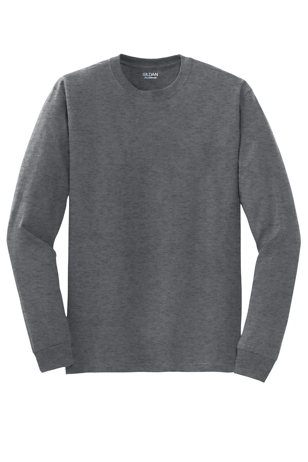 Gildan Mens DryBlend Moisture Wicking Long Sleeve Crewneck T-Shirt - Heather Dark Grey
