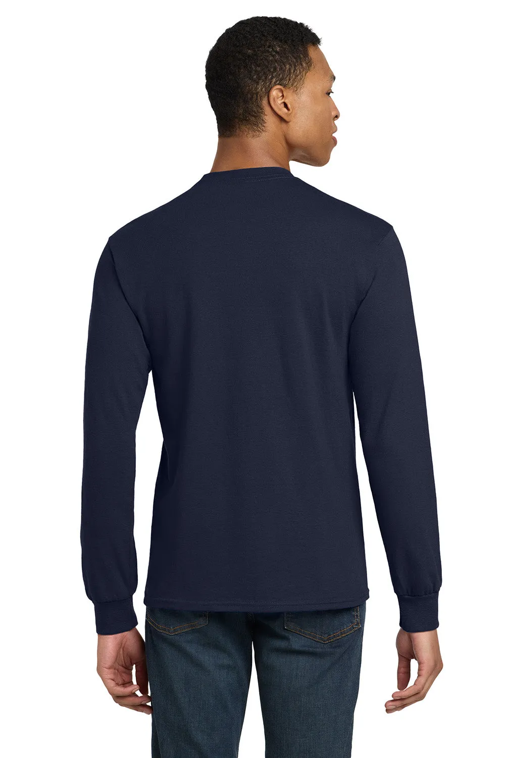 Gildan Mens DryBlend Moisture Wicking Long Sleeve Crewneck T-Shirt - Navy Blue