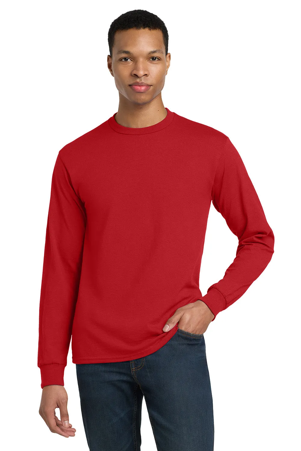 Gildan Mens DryBlend Moisture Wicking Long Sleeve Crewneck T-Shirt - Red