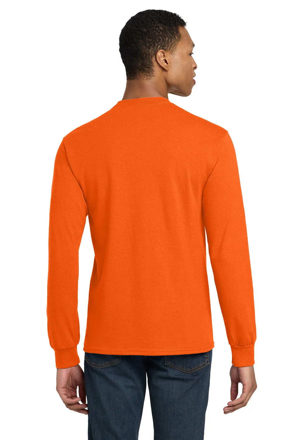 Gildan Mens DryBlend Moisture Wicking Long Sleeve Crewneck T-Shirt - Safety Orange