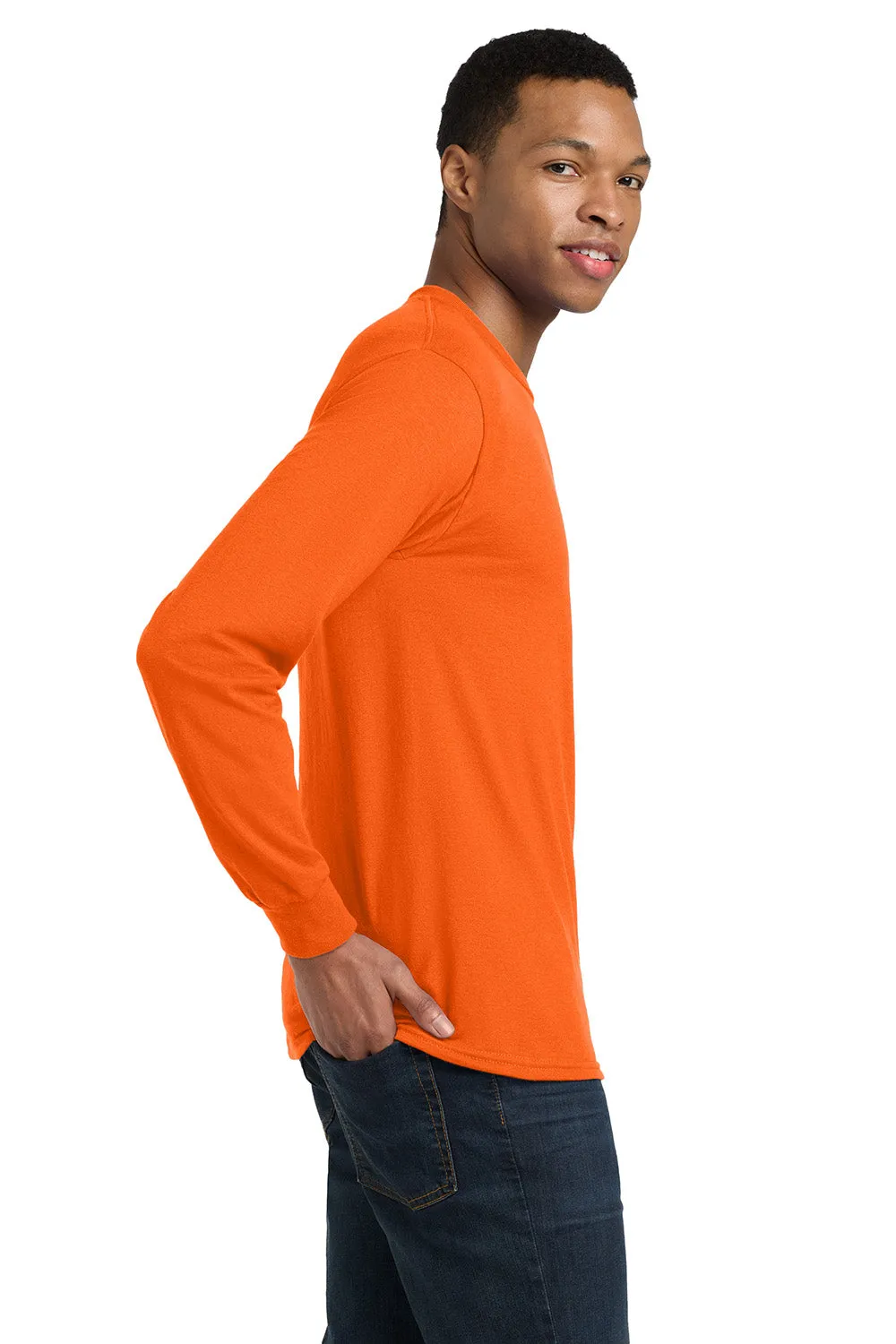 Gildan Mens DryBlend Moisture Wicking Long Sleeve Crewneck T-Shirt - Safety Orange