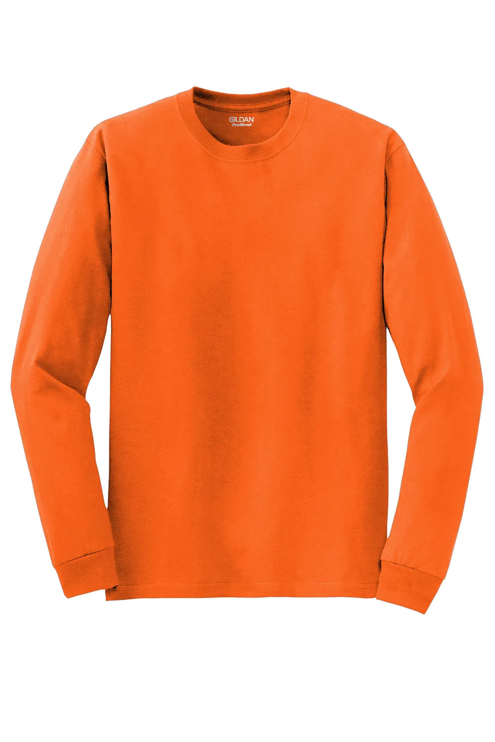 Gildan Mens DryBlend Moisture Wicking Long Sleeve Crewneck T-Shirt - Safety Orange
