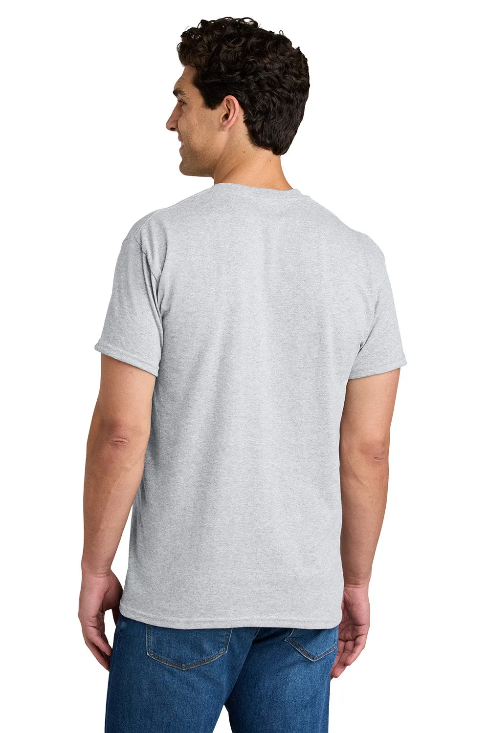 Gildan Mens DryBlend Moisture Wicking Short Sleeve Crewneck T-Shirt w/ Pocket - Ash Grey