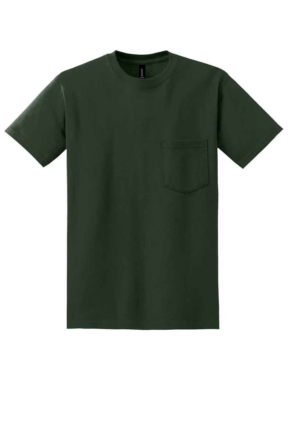 Gildan Mens DryBlend Moisture Wicking Short Sleeve Crewneck T-Shirt w/ Pocket - Forest Green