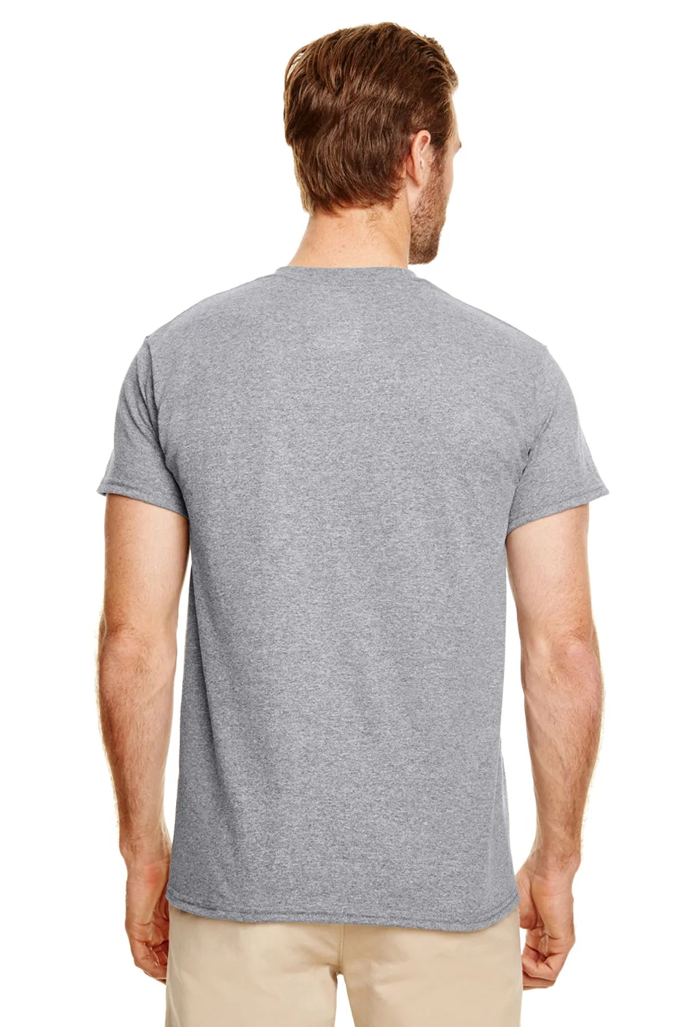 Gildan Mens DryBlend Moisture Wicking Short Sleeve Crewneck T-Shirt w/ Pocket - Heather Graphite Grey