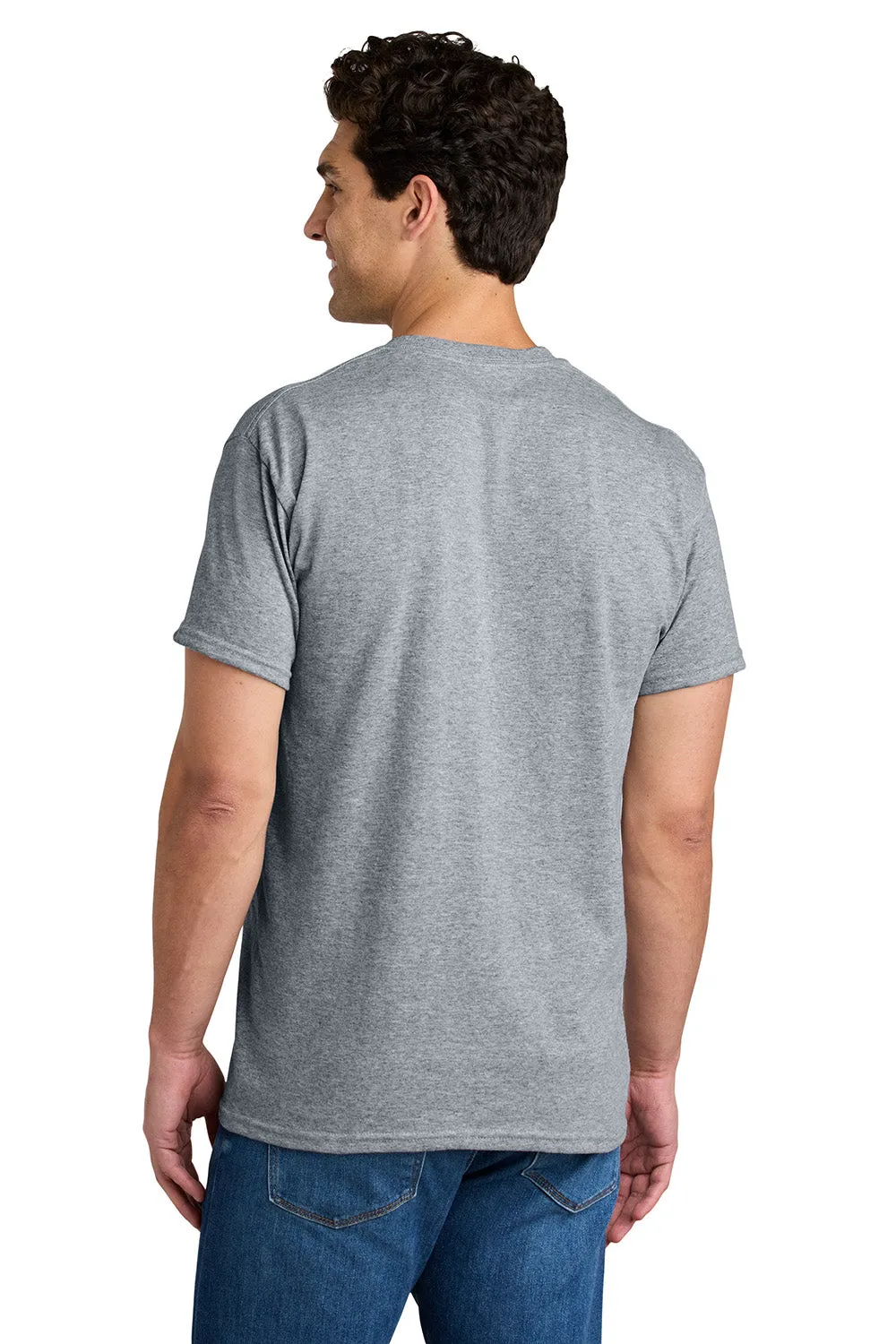 Gildan Mens DryBlend Moisture Wicking Short Sleeve Crewneck T-Shirt w/ Pocket - Sport Grey