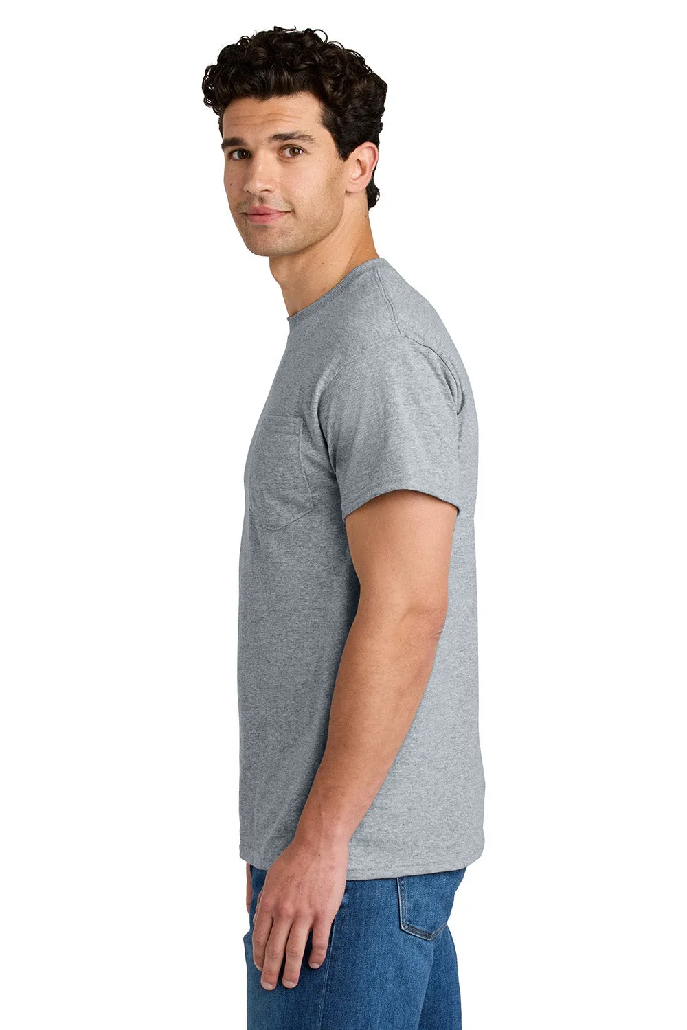 Gildan Mens DryBlend Moisture Wicking Short Sleeve Crewneck T-Shirt w/ Pocket - Sport Grey