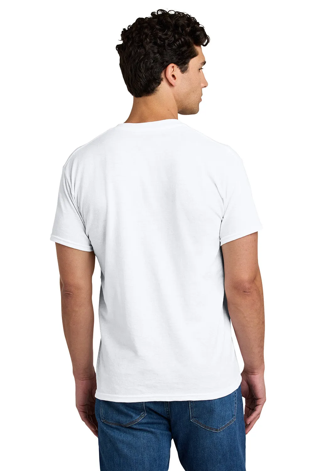 Gildan Mens DryBlend Moisture Wicking Short Sleeve Crewneck T-Shirt w/ Pocket - White