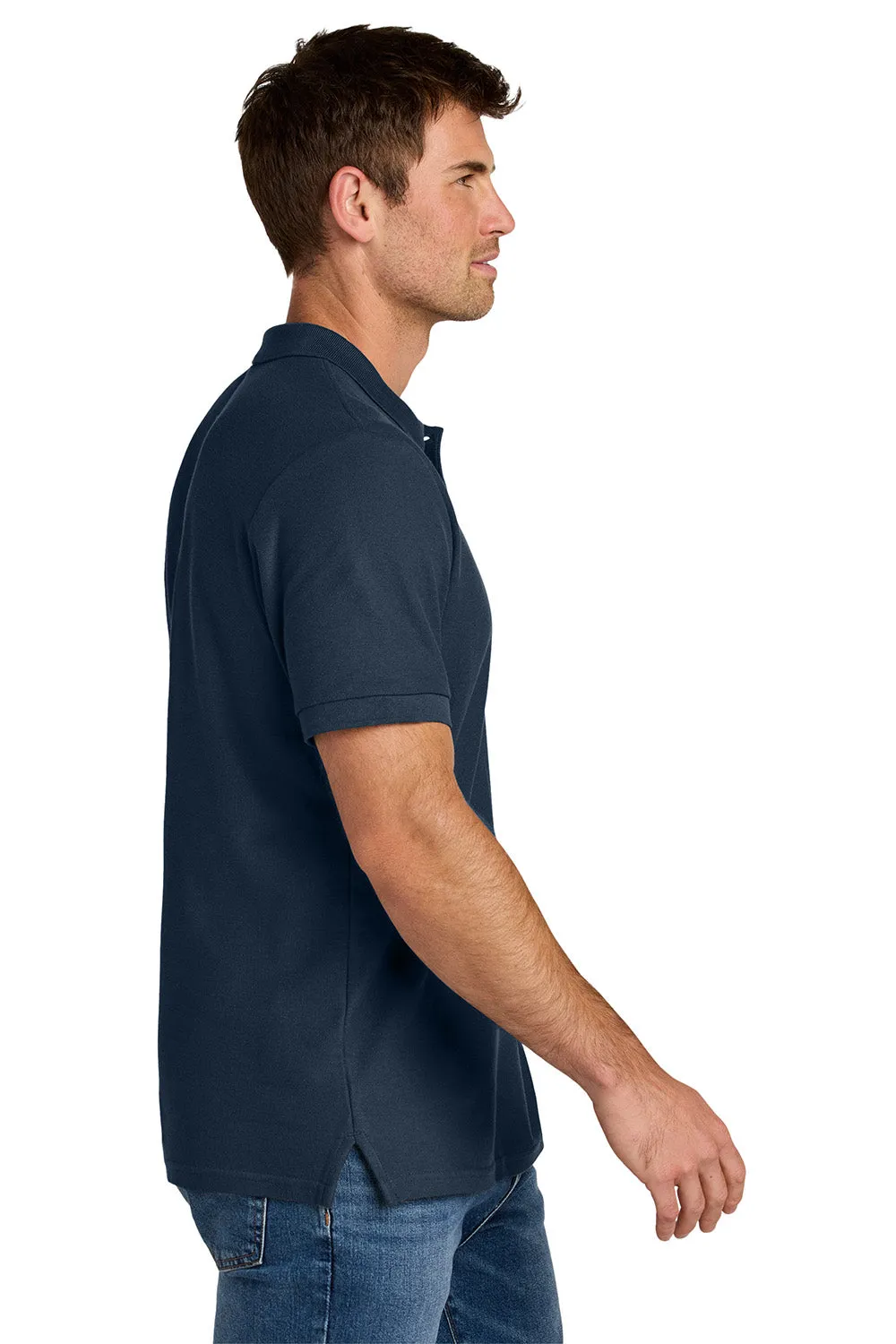 Gildan Mens Hammer Pique Short Sleeve Polo Shirt - Navy Blue