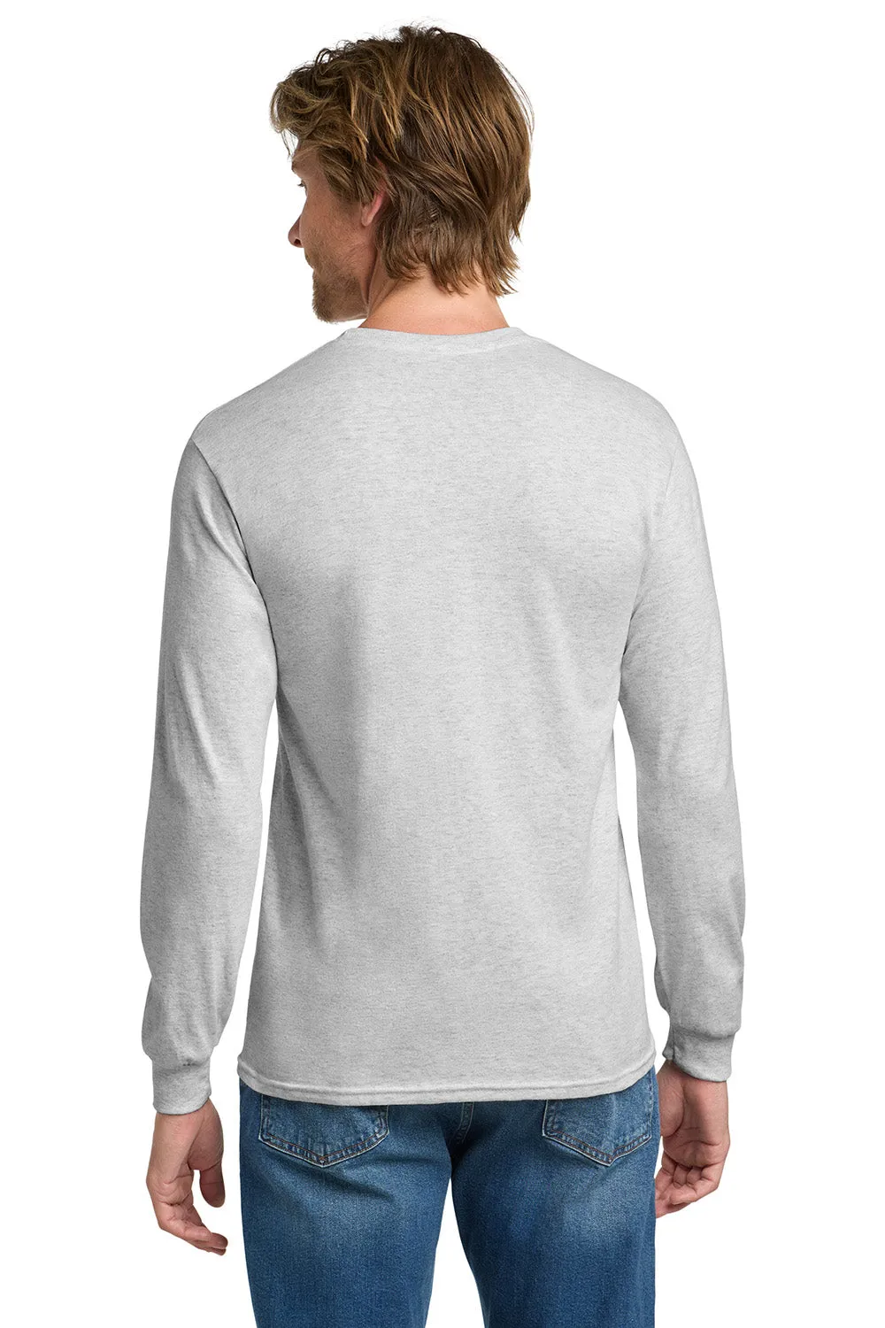 Gildan Mens Long Sleeve Crewneck T-Shirt - Ash Grey