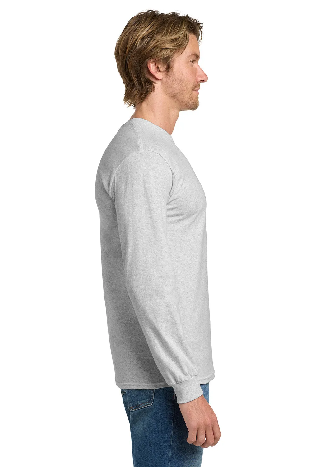 Gildan Mens Long Sleeve Crewneck T-Shirt - Ash Grey