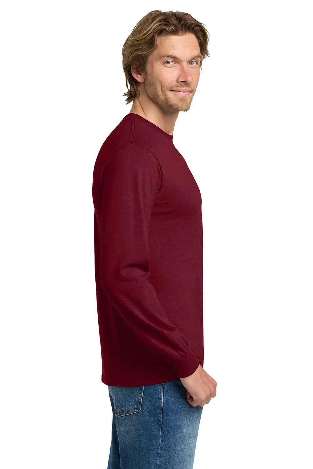 Gildan Mens Long Sleeve Crewneck T-Shirt - Cardinal Red