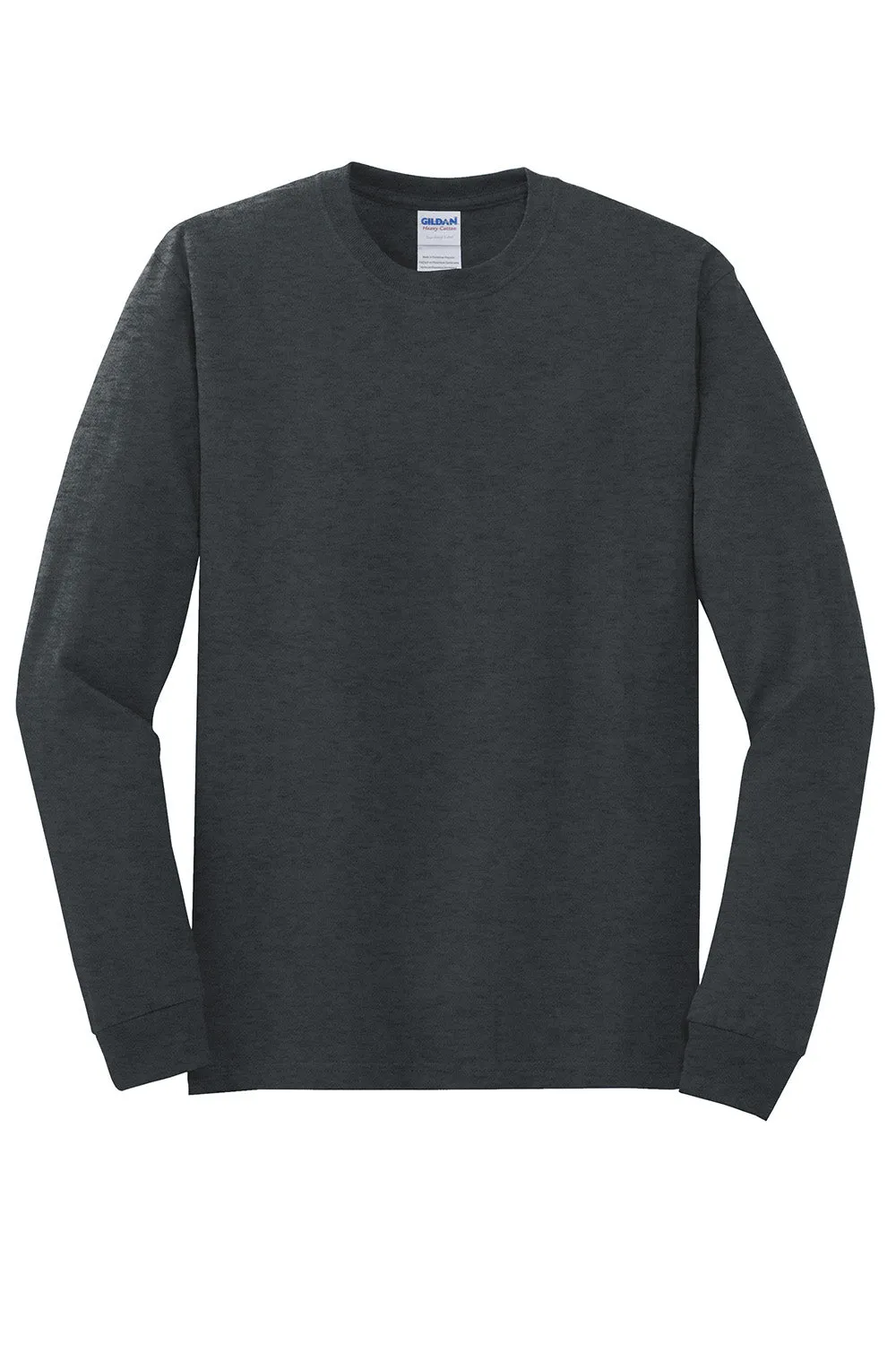 Gildan Mens Long Sleeve Crewneck T-Shirt - Heather Dark Grey