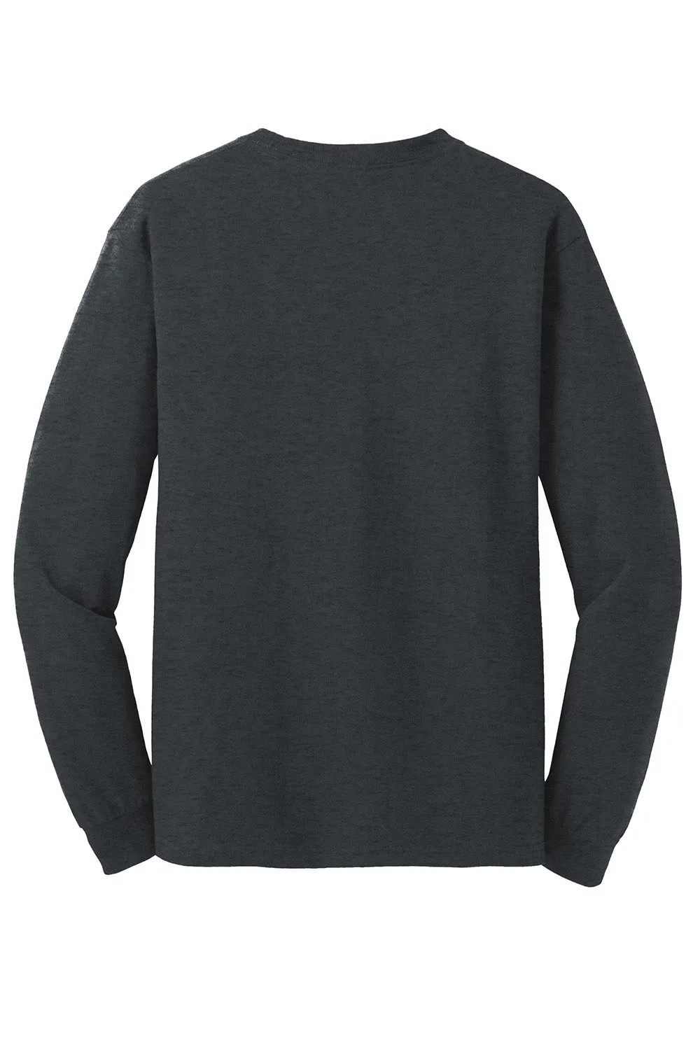 Gildan Mens Long Sleeve Crewneck T-Shirt - Heather Dark Grey