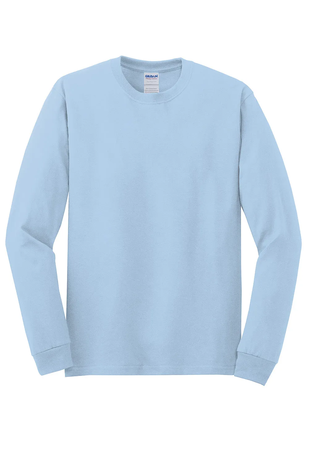 Gildan Mens Long Sleeve Crewneck T-Shirt - Light Blue