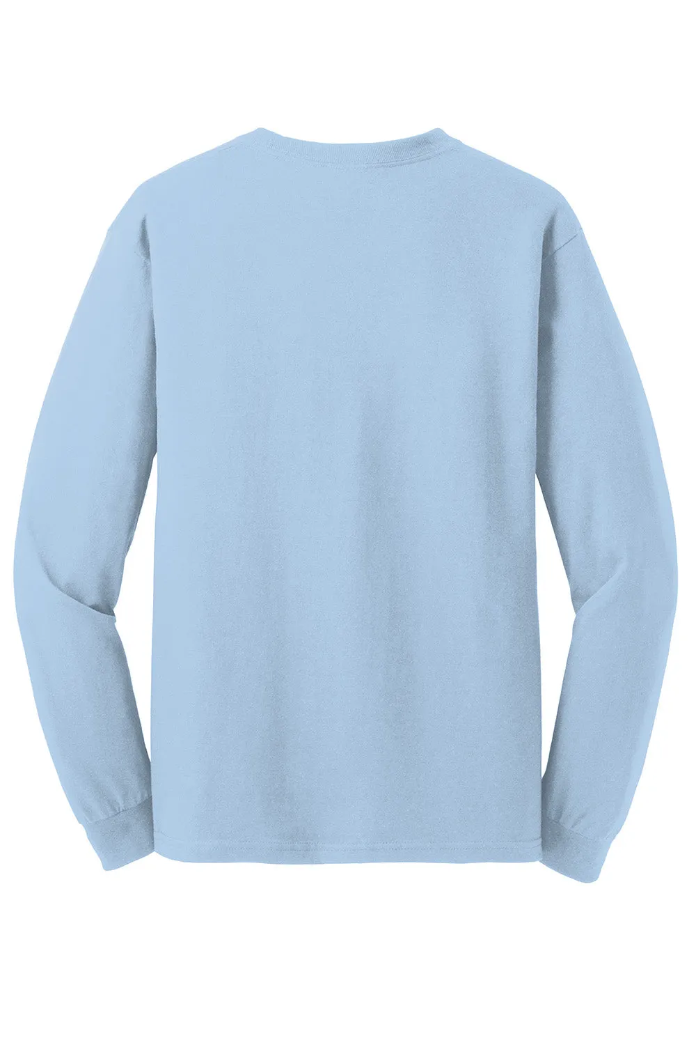 Gildan Mens Long Sleeve Crewneck T-Shirt - Light Blue