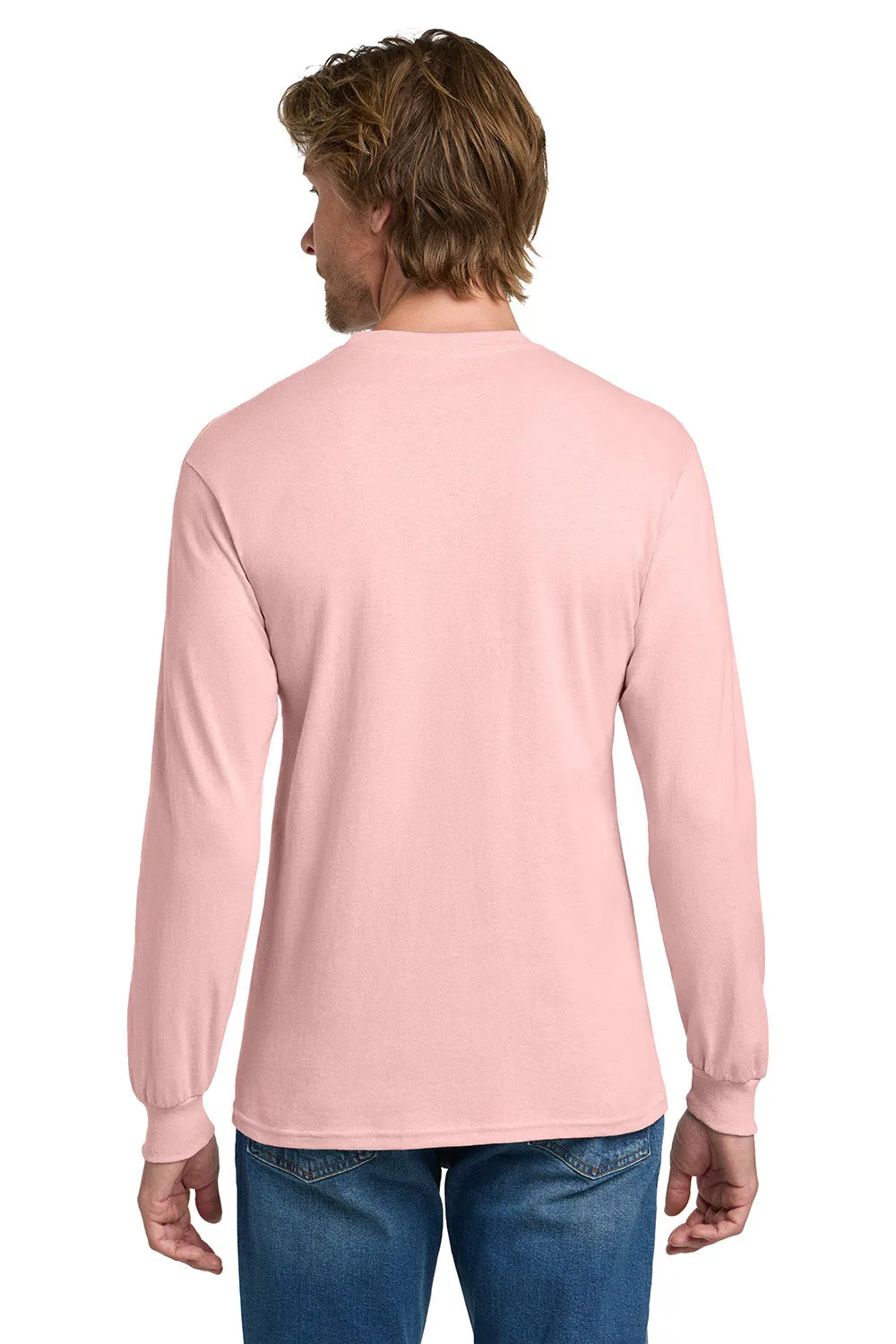 Gildan Mens Long Sleeve Crewneck T-Shirt - Light Pink
