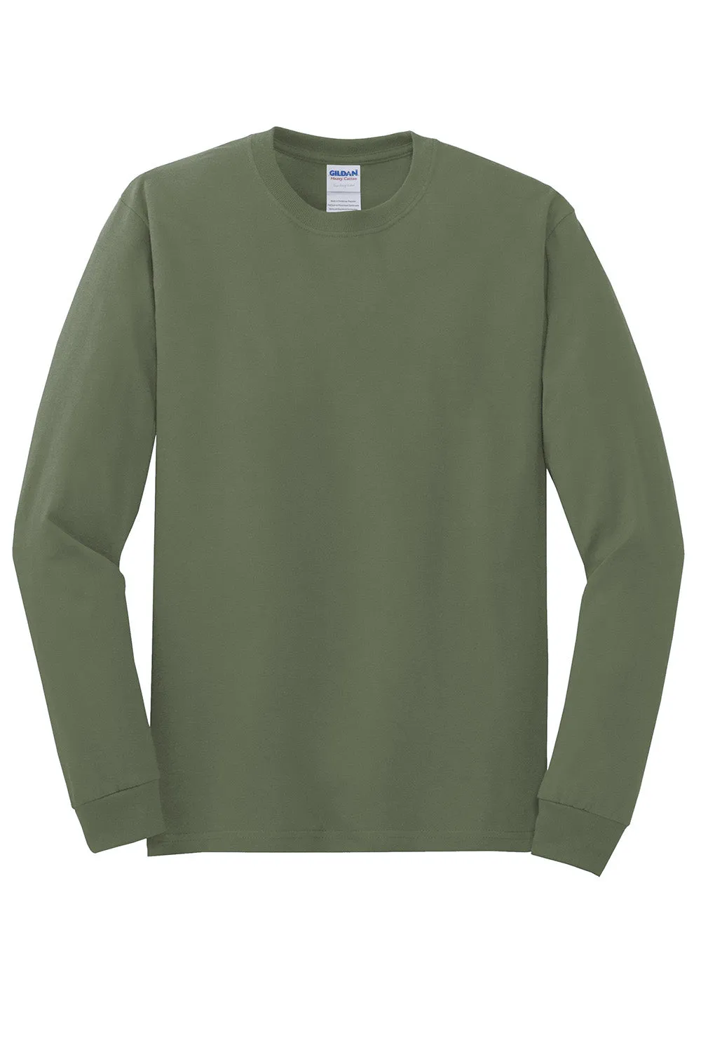 Gildan Mens Long Sleeve Crewneck T-Shirt - Military Green