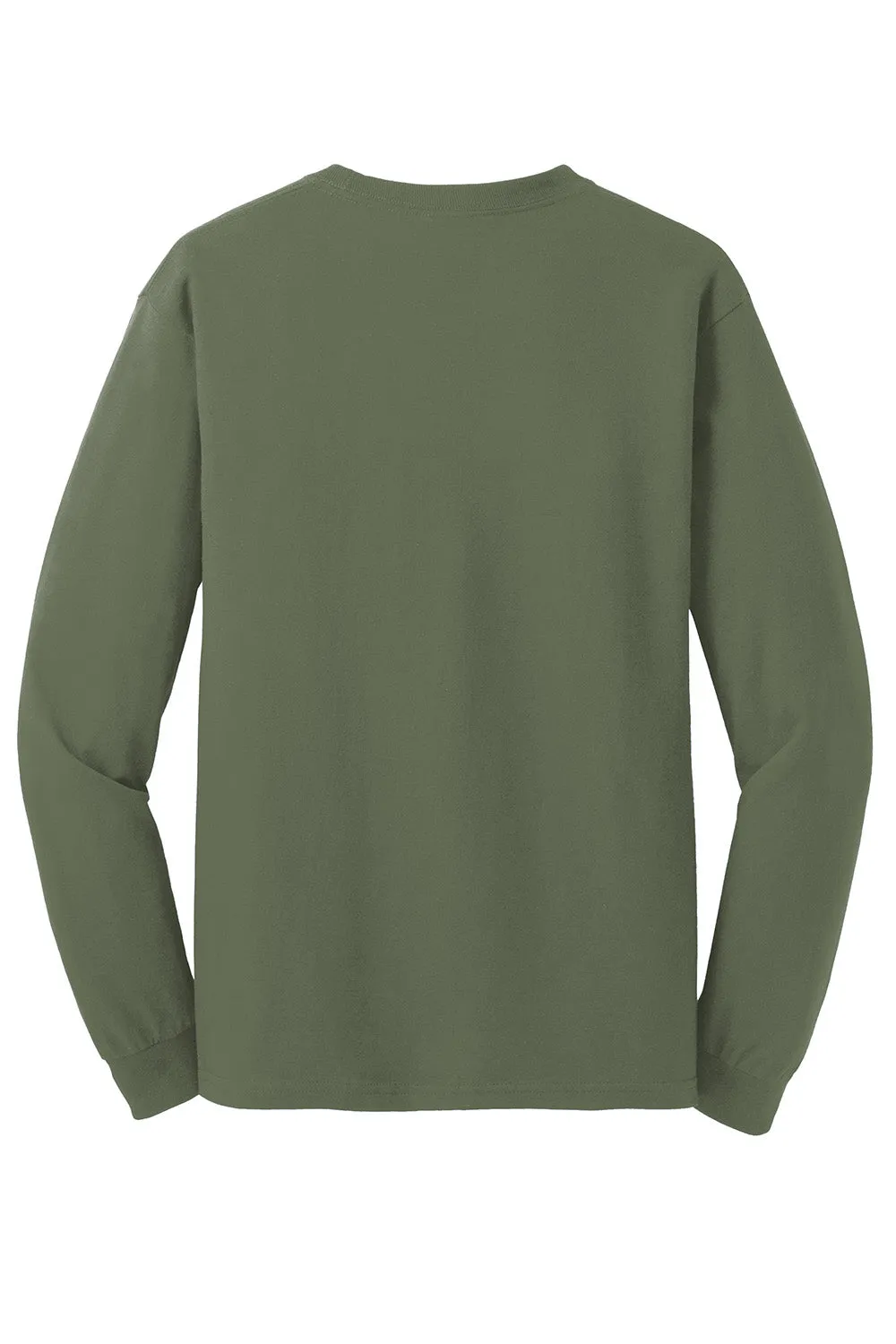 Gildan Mens Long Sleeve Crewneck T-Shirt - Military Green
