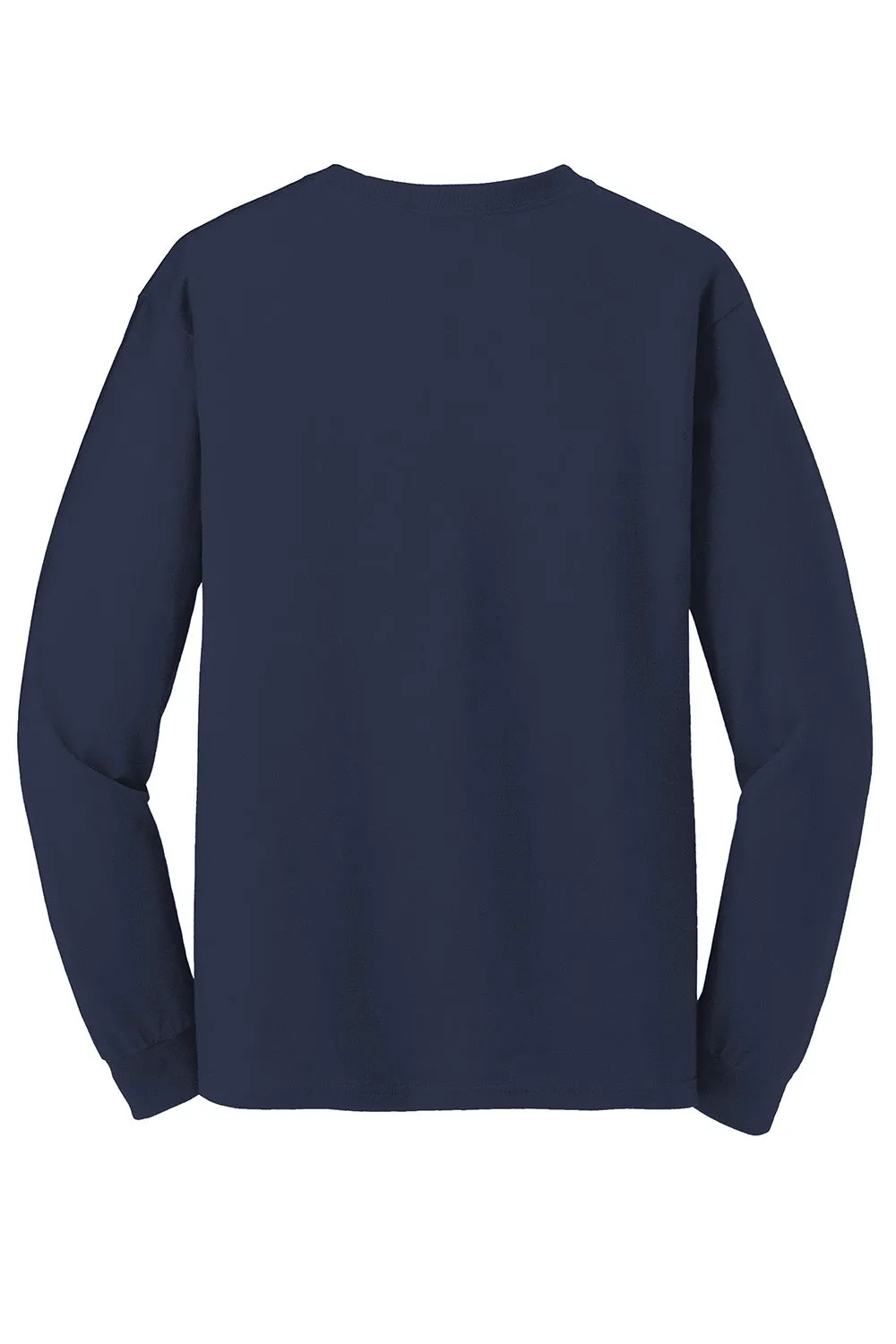 Gildan Mens Long Sleeve Crewneck T-Shirt - Navy Blue