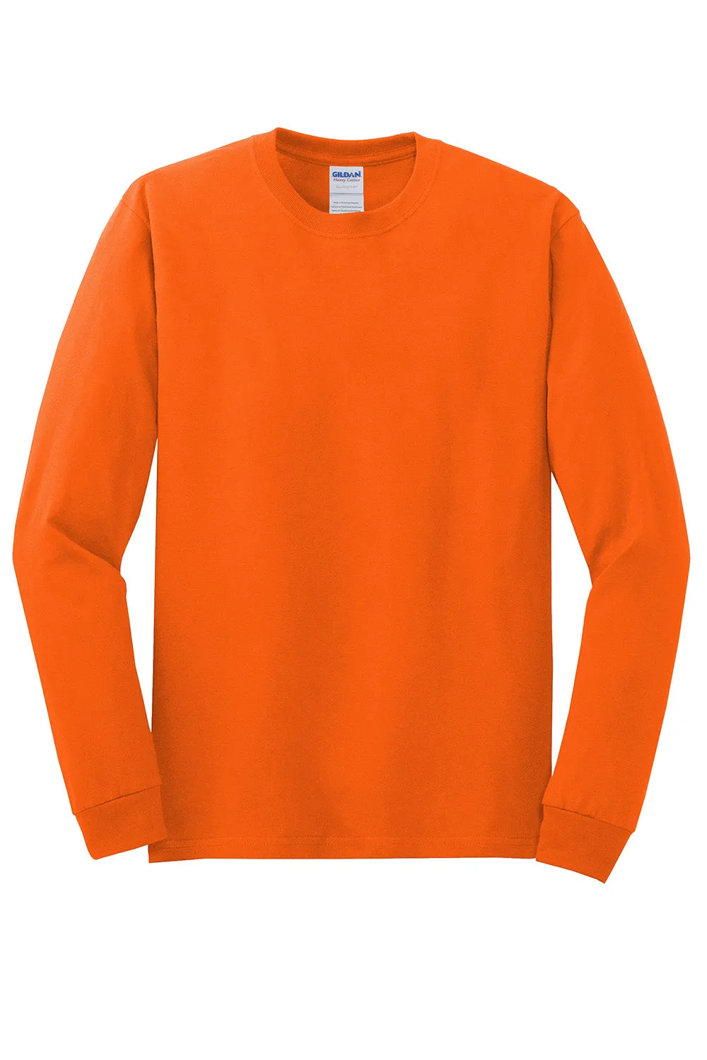 Gildan Mens Long Sleeve Crewneck T-Shirt - Orange