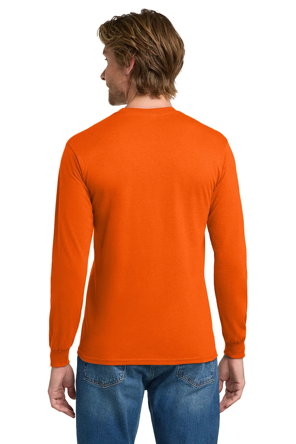 Gildan Mens Long Sleeve Crewneck T-Shirt - Orange