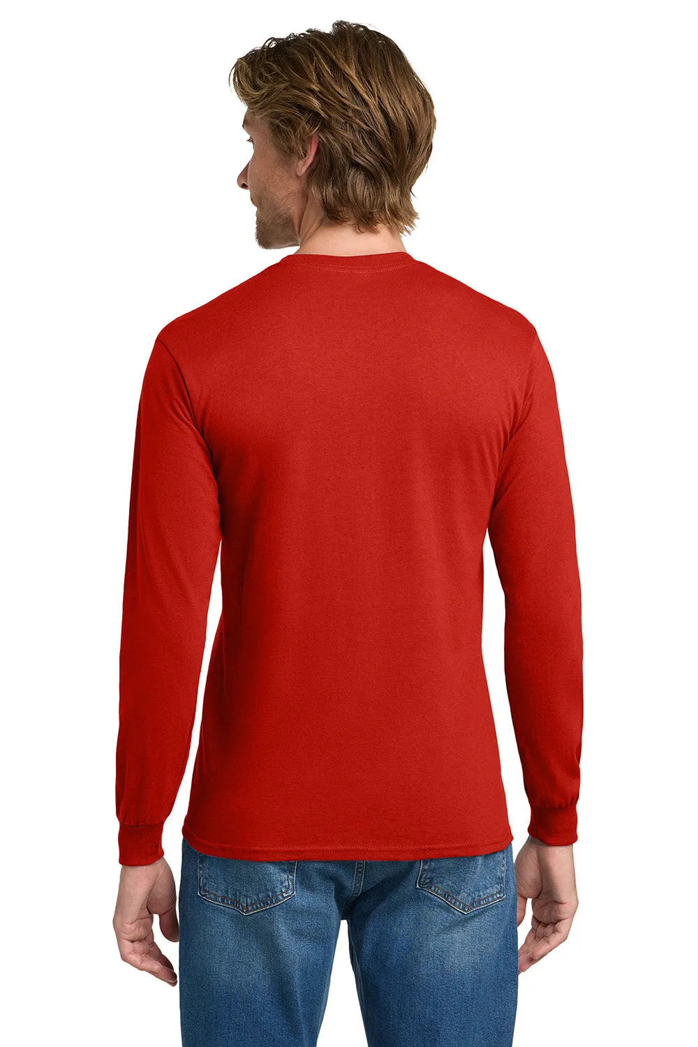 Gildan Mens Long Sleeve Crewneck T-Shirt - Red