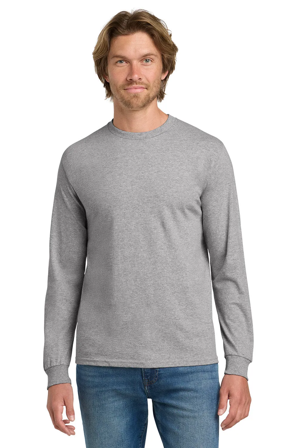 Gildan Mens Long Sleeve Crewneck T-Shirt - Sport Grey