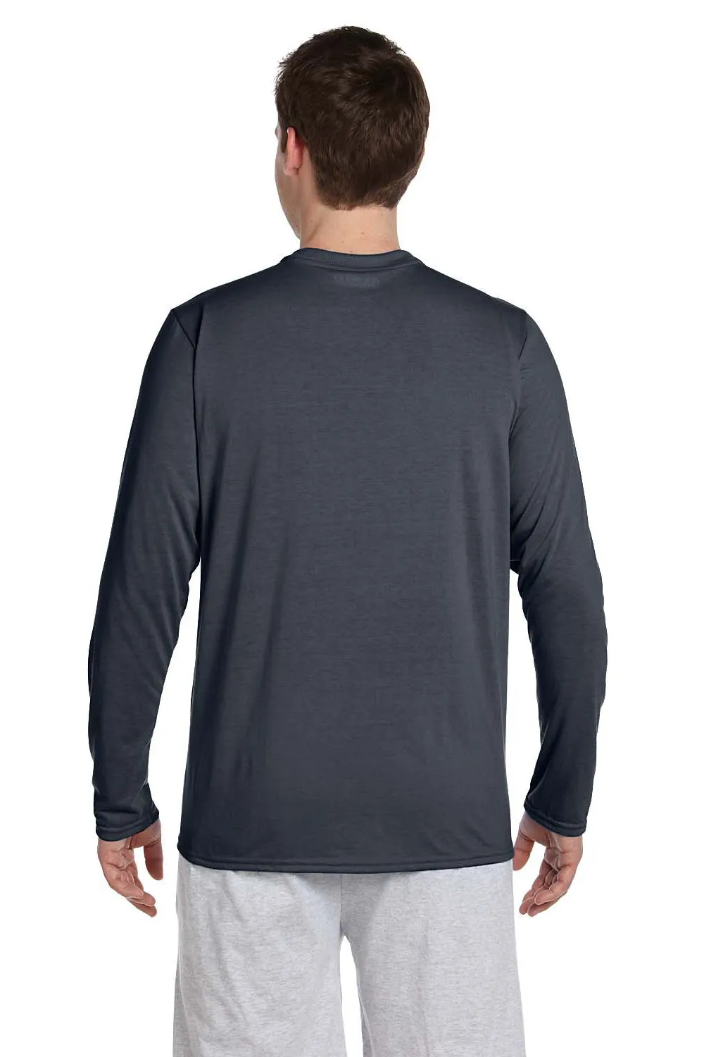 Gildan Mens Performance Jersey Moisture Wicking Long Sleeve Crewneck T-Shirt - Charcoal Grey